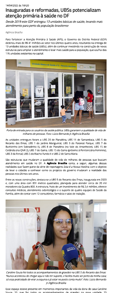Inauguradas e reformadas, UBSs potencializam atenção primária à saúde no DF